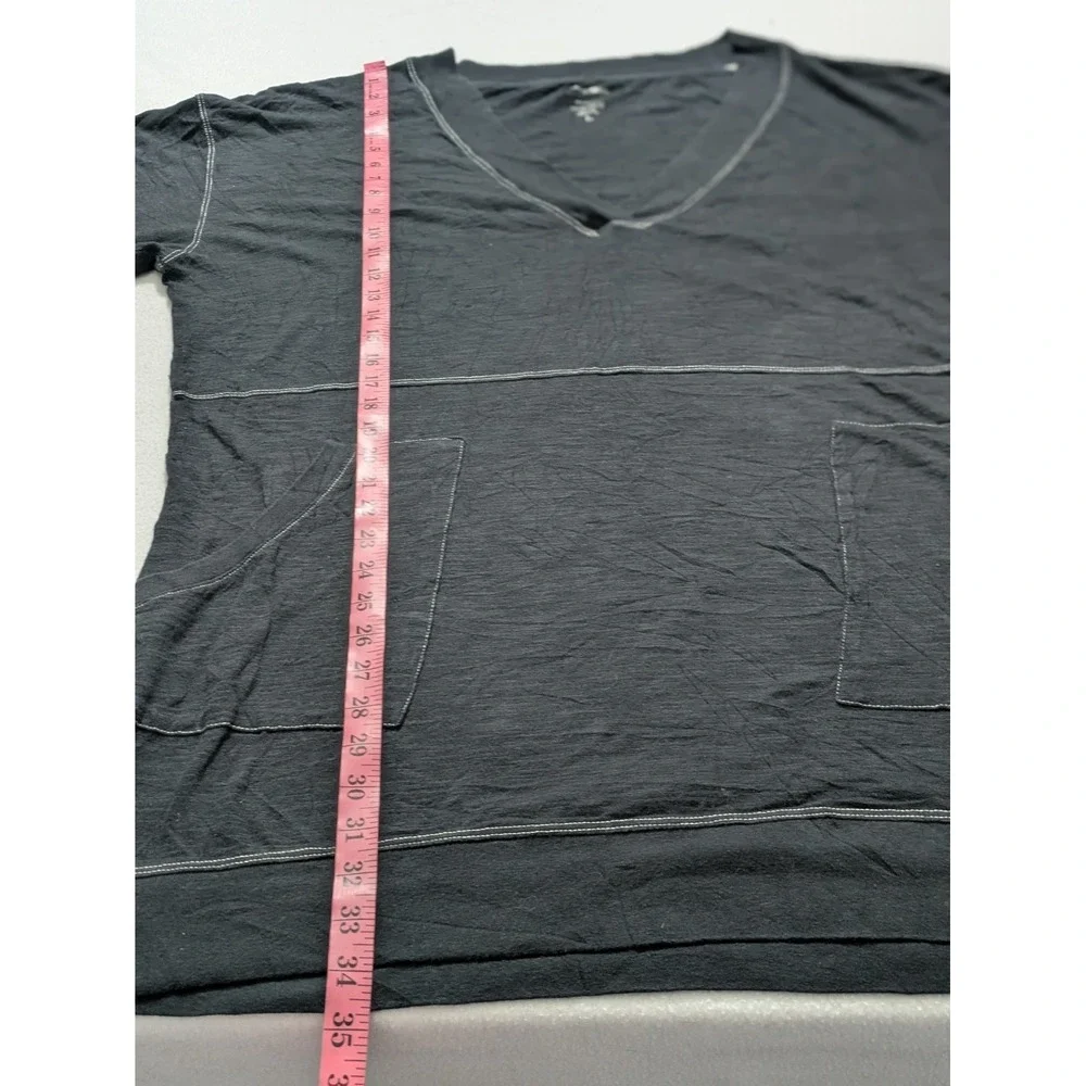 Natural Life Charlie V Neck Dress Size Large Black Soft T-shirt Tunic Lagenlook
